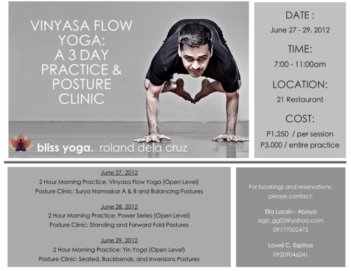 Vinyasa Flow Yoga: A 3 Day Practice and Posture Clinic